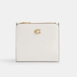 Coach Slim Essentials Bifold Wallet Chalk Ivory and Brass, Compact Small Wallet